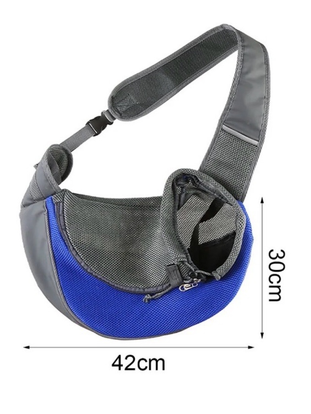 Gray & Blue Pet Sling Carrier - Comfortable Hands-Free Dog Travel Sling - Picture 3 of 13